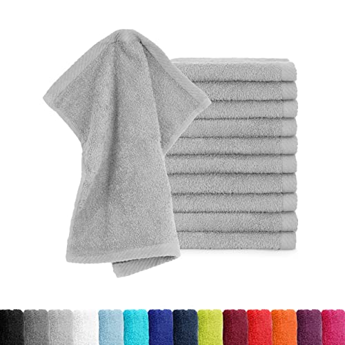 BaSaTex - 10er Pack Seiftücher für Gesichts- & Körperreinigung im Set - Frottee Seiflappen aus weicher Baumwolle in 30x30cm - Waschlappen Öko-Tex Made in Green Zertifiziert - Silber von BaSaTex