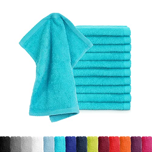 BaSaTex - 10er Pack Seiftücher für Gesichts- & Körperreinigung im Set - Frottee Seiflappen aus weicher Baumwolle in 30x30cm - Waschlappen Öko-Tex Made in Green Zertifiziert - Türkis von BaSaTex