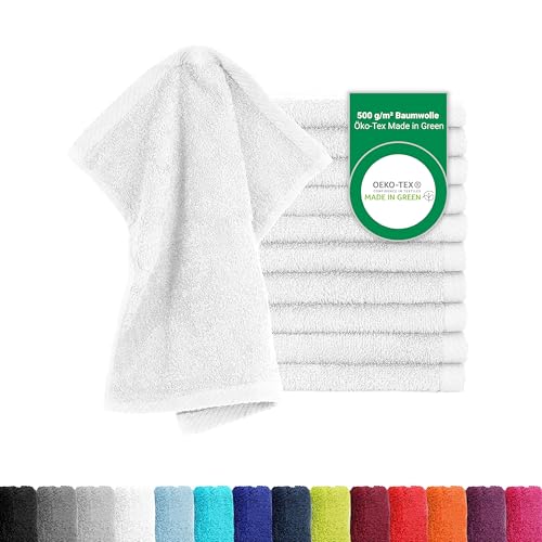 BaSaTex - 10er Pack Seiftücher für Gesichts- & Körperreinigung im Set - Frottee Seiflappen aus weicher Baumwolle in 30x30cm - Waschlappen Öko-Tex Made in Green Zertifiziert - Weiß von BaSaTex