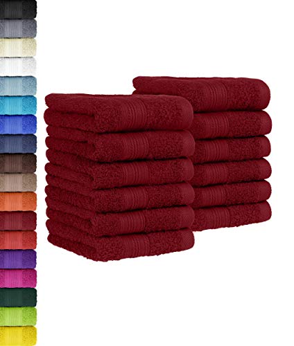BaSaTex - 12er Pack Handtuch Set für Gäste - Seiftücher mit Aufhängeschlaufe aus weicher Baumwolle in 30x50 cm - Gästetücher für die Gesichtsreinigung Öko-Tex Standard 100 Zertifiziert - Bordeaux von BaSaTex