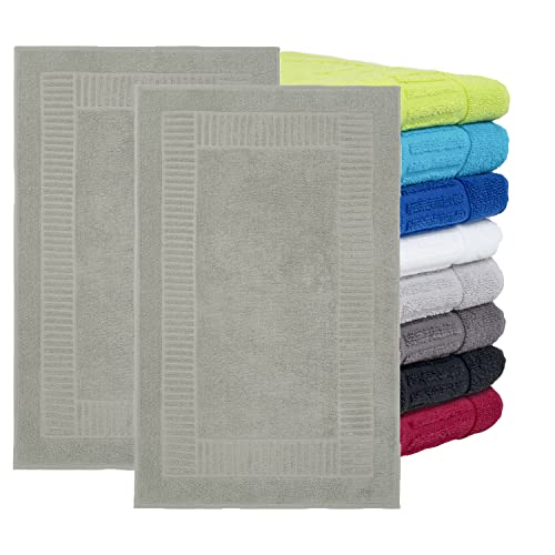 BaSaTex - 2er Pack Badvorleger für Dusche & Badewanne - Badematte Saugfähig & Schnelltrocknend in 50x80 cm - Aus 100% Baumwolle - Öko-Tex Made in Green Zertifiziert - Silber von BaSaTex