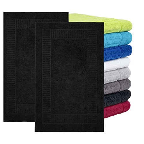 BaSaTex - 2er Pack Badvorleger für Dusche & Badewanne - Badematte Saugfähig & Schnelltrocknend in 50x80 cm - Aus 100% Baumwolle & 800 g/m² - Duschvorleger Öko-Tex Made in Green Zertifiziert - Schwarz von BaSaTex
