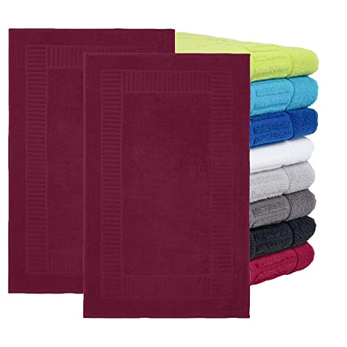 BaSaTex - 2er Pack Badvorleger für Dusche & Badewanne - Badematte Saugfähig & Schnelltrocknend in 50x80 cm - Aus 100% Baumwolle & 800 g/m² - Duschvorleger Öko-Tex Made in Green zertifiziert - Bordeaux von BaSaTex