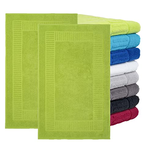 BaSaTex - 2er Pack Badvorleger für Dusche & Badewanne - Badematte Saugfähig & Schnelltrocknend in 60x90cm - Aus 100% Baumwolle & 800 g/m² - Duschvorleger Öko-Tex Made in Green zertifiziert - Apfelgrün von BaSaTex