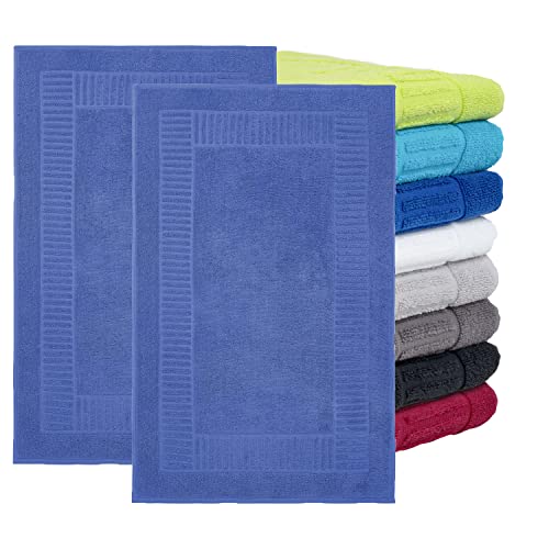 BaSaTex - 2er Pack Badvorleger für Dusche & Badewanne - Badematte Saugfähig & Schnelltrocknend in 60x90cm - Aus 100% Baumwolle & 800 g/m² - Duschvorleger Öko-Tex Made in Green zertifiziert - Royalblau von BaSaTex