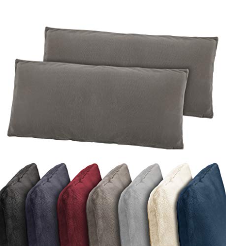 BaSaTex 2er Pack Cashmere Touch Kissenbezug, Kissenbezüge, Kissenhüllen 40x80 cm ähnlich Nicky Teddy Corals Fleece Kopfkissenbezug Anthrazit von BaSaTex