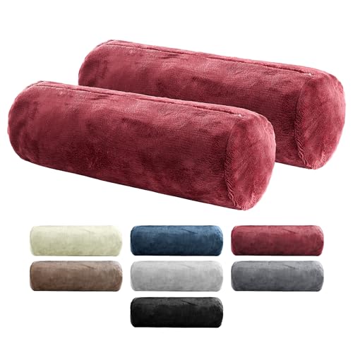 BaSaTex 2er Pack Nackenrolle Kissenbezug 15x40 Cashmere Touch | Nackenrollenhülle Öko-Tex Zertifiziert | 100% Mikrofaser Plüsch | Farbe: Bordeaux von BaSaTex