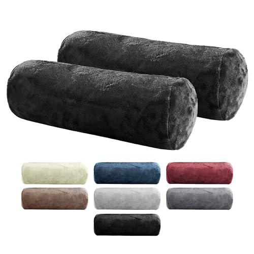 BaSaTex 2er Pack Nackenrolle Kissenbezug 15x40 Cashmere Touch | Nackenrollenhülle Öko-Tex Zertifiziert | 100% Mikrofaser Plüsch | Farbe: Schwarz von BaSaTex