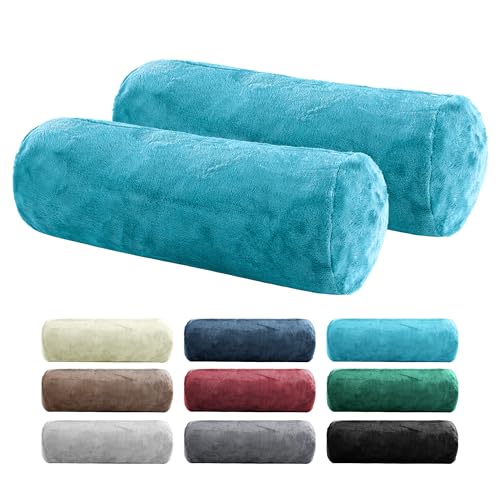 BaSaTex 2er Pack Nackenrolle Kissenbezug 15x40 Cashmere Touch | Nackenrollenhülle Öko-Tex Zertifiziert | 100% Mikrofaser Plüsch | Farbe: Türkis von BaSaTex