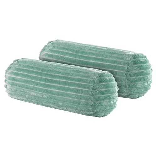BaSaTex 2er Pack Nackenrolle Kissenbezug 15x40 Cashmere Touch Rip Cord | Nackenrollenhülle Öko-Tex Zertifiziert | 100% Mikrofaser Plüsch | Farbe: Salbei von BaSaTex