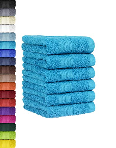 BaSaTex - 6er Pack Handtuch Set für Gäste - Handtücher mit Aufhängeschlaufe aus weicher Baumwolle in 30x50 cm - Gästetücher für die Händereinigung Öko-Tex Standard 100 Zertifiziert - Türkis von BaSaTex