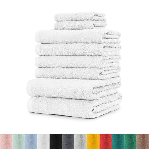 BaSaTex 8er Handtuch Set 100% Baumwolle | 4X Handtücher, 2X Duschtücher, 2X Gästetücher | Öko-Tex Made in Green | Farbe Weiss BaSaTex 8er Handtuch Set 100% Baumwolle | 4X Handtücher, 2X Duschtücher, 2X Gästetücher | Öko-Tex Made in Green | Farbe Weiss von BaSaTex