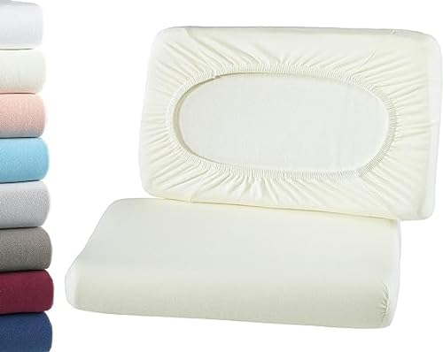 BaSaTex Bio Kissenbezüge Spannbezüge 2er Pack für Nackenkissen und Gesundheitskissen | 97% GOTS-Zertifizierte Baumwolle + 3% Elasthan | ca. 45-60 x 30-40 cm – 20 cm Steg | Natur von BaSaTex