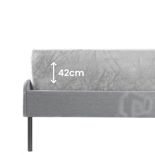 BaSaTex Boxspringbett & Wasserbett Spannbettlaken 200x220 cm in Cashmere-Touch Plüsch Flausch Qualität | 38-42 cm Steghöhe | 100% Polyester | Farbe: Grau von BaSaTex