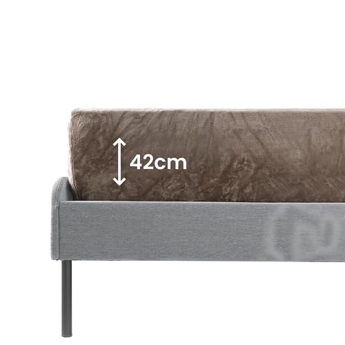 BaSaTex Boxspringbett & Wasserbett Spannbettlaken 200x220 cm in Cashmere-Touch Plüsch Flausch Qualität | 38-42 cm Steghöhe | 100% Polyester | Farbe: Taupe von BaSaTex