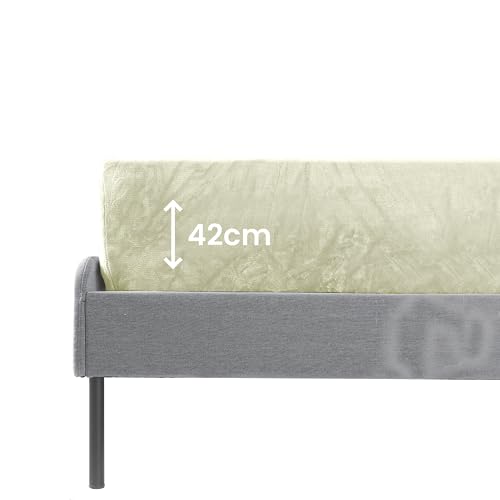 BaSaTex Boxspringbett & Wasserbett Spannbettlaken 200x220 cm in Cashmere-Touch Plüsch Flausch Qualität | 38-42 cm Steghöhe | 100% Polyester | Farbe: Wollweiss Natur von BaSaTex