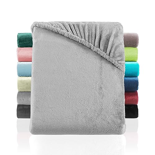 Cashmere Touch Spannbettlaken Spannbetttuch ähnlich Nicky, Teddy, Corals Fleece 200x220 cm auch für Wasserbetten und Boxspringbetten 40 cm Steg Grau von BaSaTex