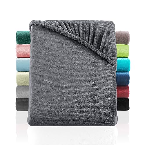 Cashmere Touch Spannbettlaken Spannbetttuch ähnlich Nicky, Teddy, Corals Fleece Topper Boxspring 140x200 bis 160x200 cm Anthrazit von BaSaTex