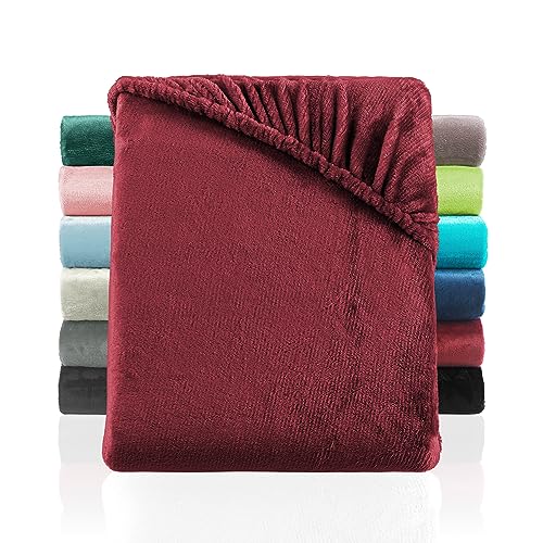 Cashmere Touch Spannbettlaken Spannbetttuch ähnlich Nicky, Teddy, Corals Fleece in 6 Größen und 9 Farben 180x200 bis 200x200 cm Bordeaux von BaSaTex