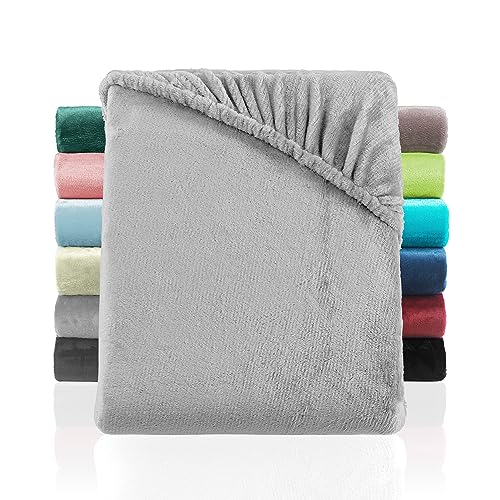 BaSaTex Cashmere Touch Plüsch Premium Spannbettlaken - SUPER Soft Flauschiges Winter Spannbetttuch Nicky Teddy - wärmendes Bettlaken | 180x200-200x200 cm | Farbe: Grau von BaSaTex