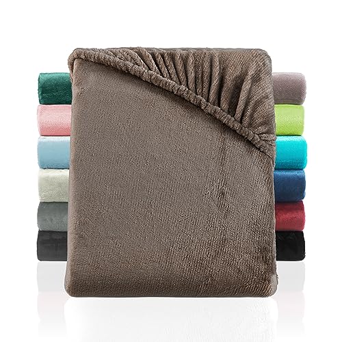 BaSaTex Cashmere Touch Plüsch Premium Spannbettlaken - SUPER Soft Flauschiges Winter Spannbetttuch Nicky Teddy - wärmendes Bettlaken | 90x200-100x200 cm | Farbe: Taupe von BaSaTex