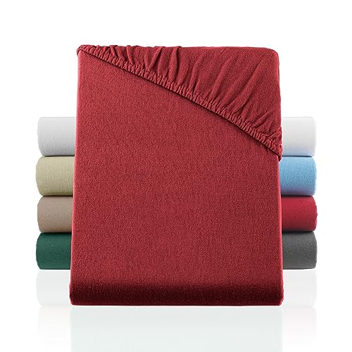 BaSaTex Flausch Feinbiber Winter Spannbettlaken für Babybetten 70x140 cm | Biber Kinder Spannbetttuch aus 100% Baumwolle Made in Green Zertifiziert | Bordeaux von BaSaTex