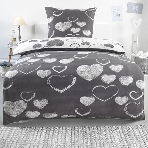 BaSaTex Flausch Fleece Winter Bettwäsche Set 2 teilig | 100% Mikrofaser Plüsch | 135x200 + 80x80 cm | Design 06 von BaSaTex