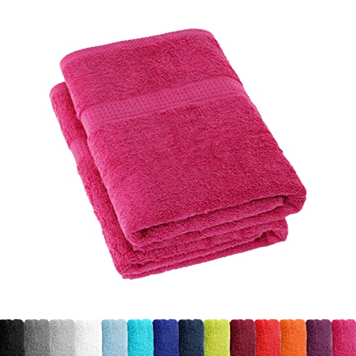 BaSaTex Frottee Duschtücher 70x140 cm, 100% Baumwolle Öko-Tex Made in Green, Duschtuch Badetuch Set 2er Pack Magenta Pink von BaSaTex