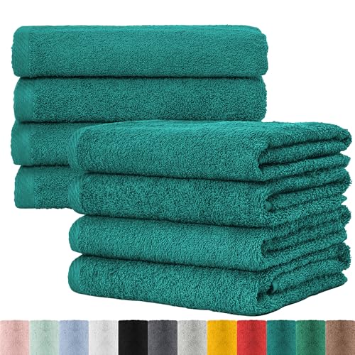 BaSaTex Frottee Handtücher 50x100 im 8er Pack aus 100% Baumwolle - Made in Green Zertifiziert - mit Aufhängeschlaufe - Farbe: Lagune BaSaTex Frottee Handtücher 50x100 im 8er Pack aus 100% Baumwolle - Made in Green Zertifiziert - mit Aufhängeschlaufe - Farbe: Lagune von BaSaTex