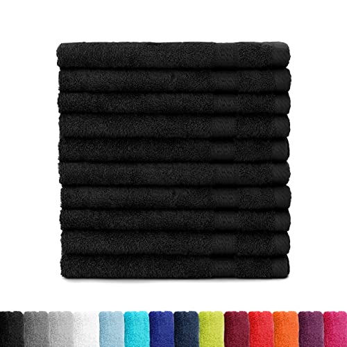 BaSaTex Frottier Gästetücher Set 30x50 cm 10er Pack | Frottee Gästetuch Set aus 100% Baumwolle Made in Green | Farbe: Schwarz von BaSaTex