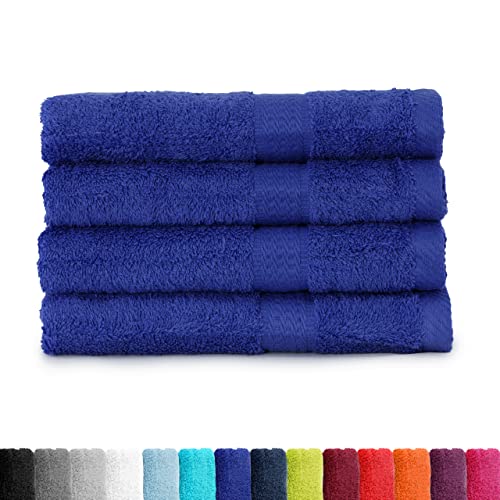 BaSaTex - Handtuch Set für Haushalt & Gäste 4er Pack - Frottee-Handtücher mit Aufhängeschlaufe aus weicher Baumwolle in 50x100cm- Waschtücher für Bad Öko-Tex Made in Green - Royal von BaSaTex