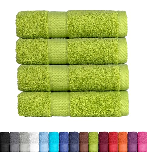 BaSaTex Frottier Handtücher Set aus weicher Baumwolle - 50x100 cm - 100% Baumwolle Öko-Tex Made in Green Zertifiziert | 4X Handtuch in Apfel Grün von BaSaTex