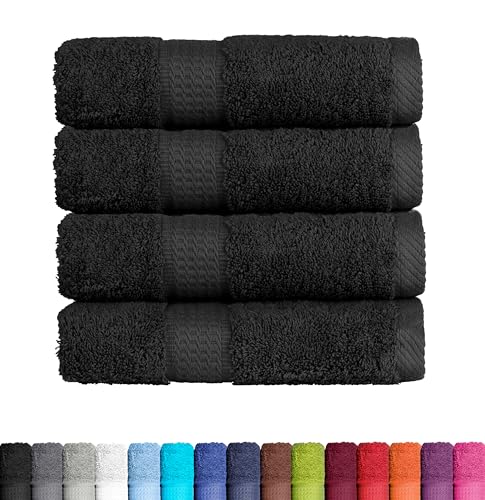 BaSaTex Frottier Handtücher Set aus weicher Baumwolle - 50x100 cm - 100% Baumwolle Öko-Tex Made in Green Zertifiziert | 4X Handtuch in Schwarz von BaSaTex