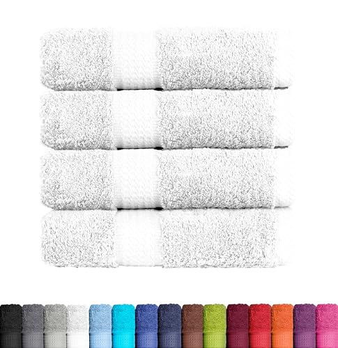 BaSaTex Frottier Handtücher Set aus weicher Baumwolle - 50x100 cm - 100% Baumwolle Öko-Tex Made in Green Zertifiziert | 4X Handtuch in Weiss von BaSaTex