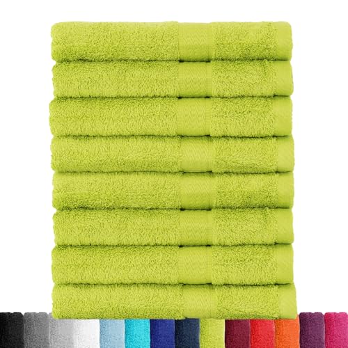 BaSaTex Frottier Handtücher Set aus weicher Baumwolle - 50x100 cm - 100% Baumwolle Öko-Tex Made in Green Zertifiziert | 8X Handtuch in Apfel Grün von BaSaTex