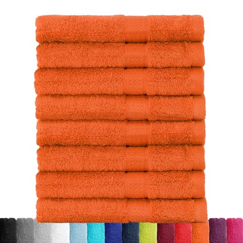 BaSaTex Frottier Handtücher Set aus weicher Baumwolle - 50x100 cm - 100% Baumwolle Öko-Tex Made in Green Zertifiziert | 8X Handtuch in Orange von BaSaTex