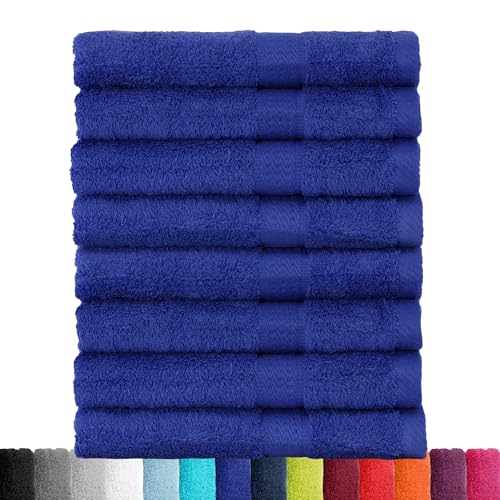 BaSaTex Frottier Handtücher Set aus weicher Baumwolle - 50x100 cm - 100% Baumwolle Öko-Tex Made in Green Zertifiziert | 8X Handtuch in Royal Blau von BaSaTex