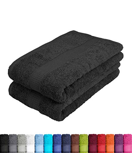 BaSaTex Frottier Saunatücher XXL 80x200 cm | 2er Pack Badetuch 100% Baumwolle | 2X Saunatuch | Strandtuch in Schwarz von BaSaTex