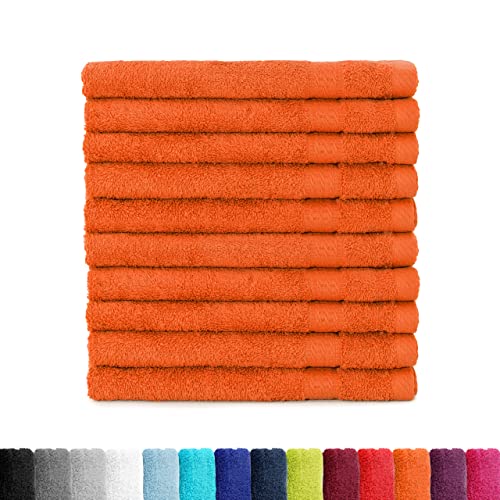 BaSaTex - Handtuch Set für Gäste 10er Pack - Frottee-Handtücher mit Aufhängeschlaufe aus weicher Baumwolle in 30x50cm - Waschtücher für Gäste Öko-Tex Made in Green Zertifiziert - Terra von BaSaTex