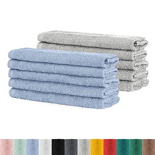 BaSaTex - Handtuch Set für Gäste 10er Pack - Frottee-Handtücher mit Aufhängeschlaufe aus weicher Baumwolle in 30x50cm - Waschtücher für Gäste Öko-Tex Standard 100 Zertifiziert - Rauchblau BaSaTex - Handtuch Set für Gäste 10er Pack - Frottee-Handtücher mit Aufhängeschlaufe aus weicher Baumwolle in 30x50cm - Waschtücher für Gäste Öko-Tex Standard 100 Zertifiziert - Rauchblau von BaSaTex