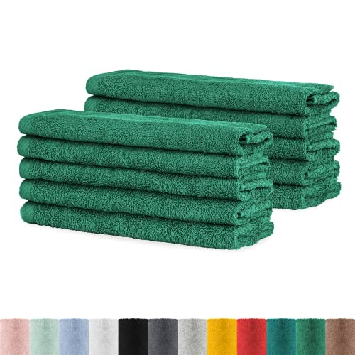 BaSaTex - Handtuch Set für Gäste 10er Pack - Frottee-Handtücher mit Aufhängeschlaufe aus weicher Baumwolle in 30x50cm - Waschtücher für Gäste Öko-Tex Standard 100 Zertifiziert - Smaragd von BaSaTex