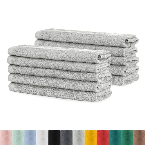 BaSaTex - Handtuch Set für Gäste 10er Pack - Frottee-Handtücher mit Aufhängeschlaufe aus weicher Baumwolle in 30x50cm - Waschtücher für Gäste Öko-Tex Standard 100 Zertifiziert - Grau von BaSaTex