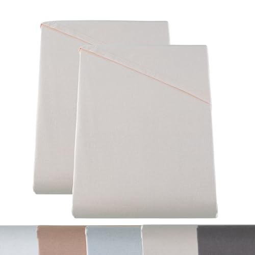 BaSaTex Klassisches Baumwolle Bettlaken | Betttuch | Leintuch | Haustuch ohne Gummizug | 2er Pack | 100% Baumwolle | 150x250 in Natur von BaSaTex