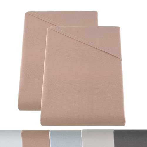 BaSaTex Klassisches Baumwolle Bettlaken | Betttuch | Leintuch | Haustuch ohne Gummizug | 2er Pack | 100% Baumwolle | 150x250 in Taupe von BaSaTex