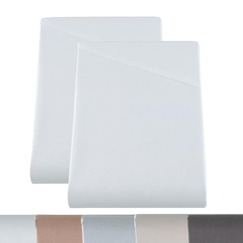 BaSaTex Klassisches Baumwolle Bettlaken | Betttuch | Leintuch | Haustuch ohne Gummizug | 2er Pack | 100% Baumwolle | 150x250 in Weiss von BaSaTex
