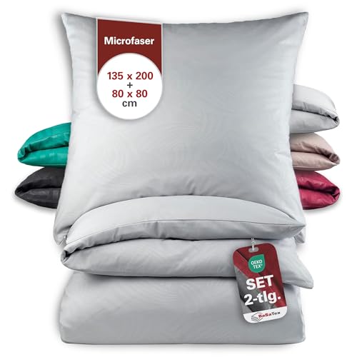 BaSaTex Mikrofaser Bettwäsche im Prägedruck 2 teilig 135x200 + 80x80 | mit Reißverschluss | Allergiker geeignet und ÖkoTex Zertifiziert | Artdeco Silber BaSaTex Mikrofaser Bettwäsche im Prägedruck 2 teilig 135x200 + 80x80 | mit Reißverschluss | Allergiker geeignet und ÖkoTex Zertifiziert | Artdeco Silber von BaSaTex
