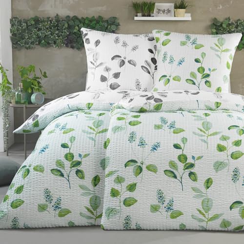 BaSaTex Mikrofaser Seersucker Bettwäsche Set 4 teilig - bügelfreie Microfaser Bettgarnitur Öko-Tex Zertifiziert - 2X 135x200 cm + 2X 80x80 cm - Design: Fleur Wende BaSaTex Mikrofaser Seersucker Bettwäsche Set 4 teilig - bügelfreie Microfaser Bettgarnitur Öko-Tex Zertifiziert - 2X 135x200 cm + 2X 80x80 cm - Design: Fleur Wende von BaSaTex