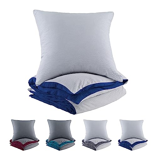 BaSaTex Mikrofaser Seersucker Bettwäsche und Kissenbezug Uni Wende Bettbezug für Bettdecke und Kissen| 135x200 + 80x80 | 100% Microfaser Polyester | Silber - Navy Dunkelblau BaSaTex Mikrofaser Seersucker Bettwäsche und Kissenbezug Uni Wende Bettbezug für Bettdecke und Kissen| 135x200 + 80x80 | 100% Microfaser Polyester | Silber - Navy Dunkelblau von BaSaTex