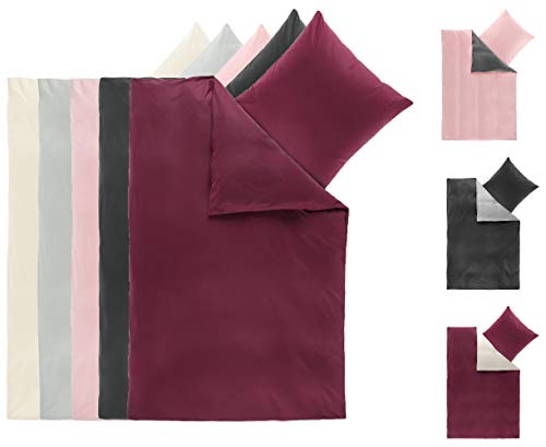 BaSaTex Winter Flausch Uni Bettwäsche Bett Garnitur 2-teiliges Set|135x200 cm + 80x80 cm |100% Microfaser Fleece Thermofleece | Bordeaux von BaSaTex