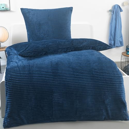 BaSaTex Winter Plüsch Bettwäsche Set | 135x200 cm Deckenbezug + 80x80 cm Kissenbezug | Cashmere-Touch Coral Fleece,Rip-Cord“ | Reißverschluss | Blau BaSaTex Winter Plüsch Bettwäsche Set | 135x200 cm Deckenbezug + 80x80 cm Kissenbezug | Cashmere-Touch Coral Fleece,Rip-Cord“ | Reißverschluss | Blau von BaSaTex
